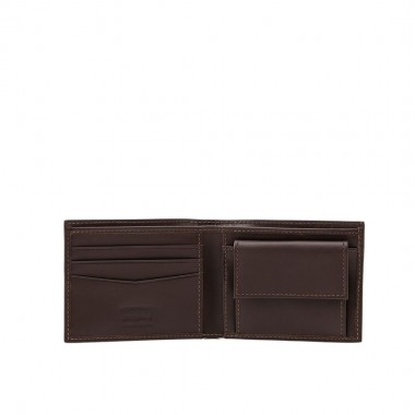 LEVI'S CASUAL CLASSICS HUNTE COIN BIFOLD WALLET DOWNTOWN BROWN