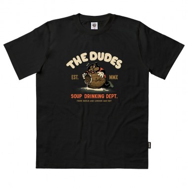 THE DUDES SOUP DRINKING T-SHIRT BLACK