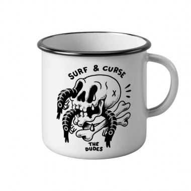 THE DUDES SURF AND CURSE ENAMEL MUG MULTICOLOR