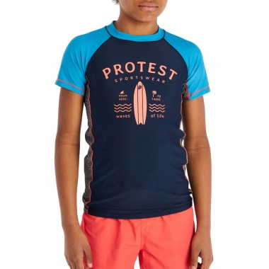 PROTEST PRTAKINO JR RASHGUARD SHORT SLEEVE NIGHT SKYBLUE