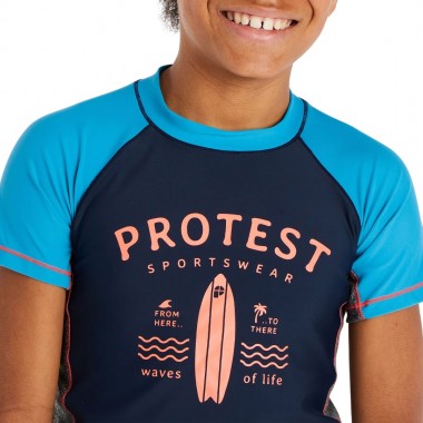 PROTEST PRTAKINO JR RASHGUARD SHORT SLEEVE NIGHT SKYBLUE