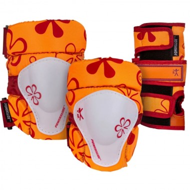 POWERSLIDE KIDS 3 PACK SET PROTECTIVE GEAR FLORAL ORANGE
