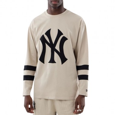 NEW ERA MLB NEW YORK YANKEES OVERSIZED LS TEE LIGHT BEIGE