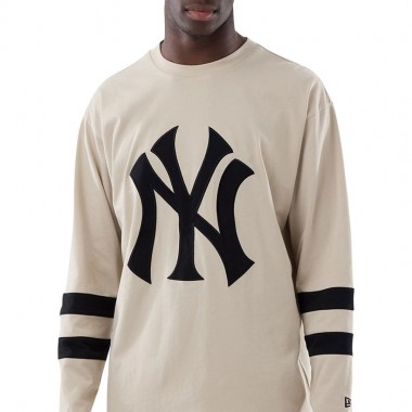 NEW ERA MLB NEW YORK YANKEES OVERSIZED LS TEE LIGHT BEIGE