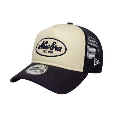 NEW ERA OVAL FOAM PATCH 9FORTY ADJ TRUCKER CAP LIGHT BEIGE