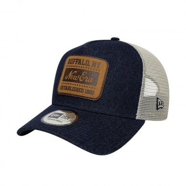 NEW ERA PATCH DENIM 9FORTY ADJ TRUCKER CAP DARK BLUE