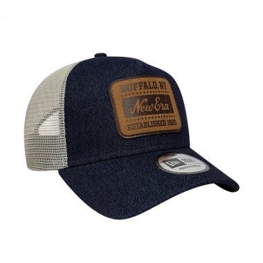 NEW ERA PATCH DENIM 9FORTY ADJ TRUCKER CAP DARK BLUE