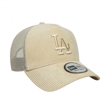 NEW ERA MLB LA DODGERS CORD 9FORTY ADJ TRUCKER CAP LIGHT BEIGE