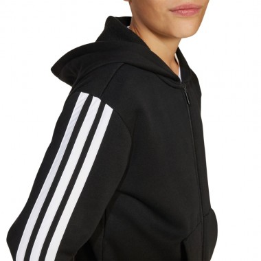 ADIDAS ESSENTIALS JUNIOR FULL ZIP HOODIE BLACK/WHITE