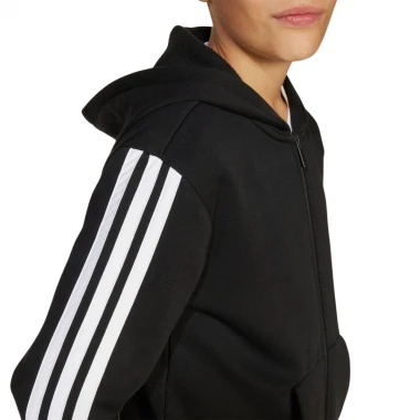 ADIDAS ESSENTIALS JUNIOR FULL ZIP HOODIE BLACK/WHITE