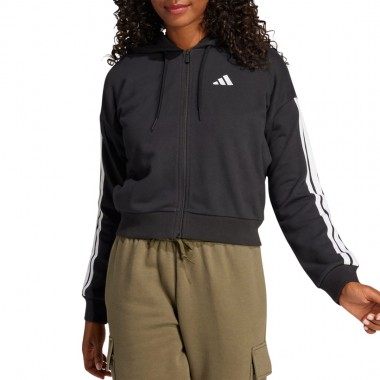 ADIDAS ESSENTIALS 3-S FRENCH TERRY W ZIP HOODIE BLACK/WHITE