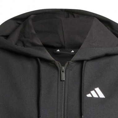 ADIDAS ESSENTIALS 3-S FRENCH TERRY W ZIP HOODIE BLACK/WHITE