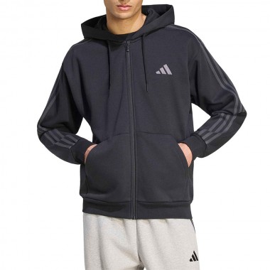 ADIDAS ESSENTIALS 3-STRIPES FULL-ZIP HOODIE BLACK/CARBON