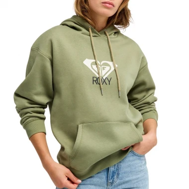 ROXY SURF STOKED W HOODIE BRUSHED ART OIL GREEN