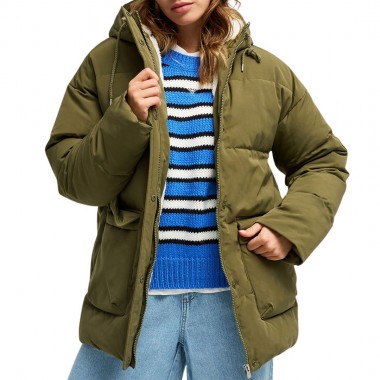 ROXY SEASIDE MEMORIES W HOODED PUFFER JACKET WINTER MOSS