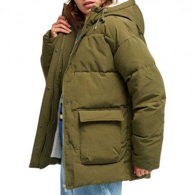ROXY SEASIDE MEMORIES W HOODED PUFFER JACKET WINTER MOSS