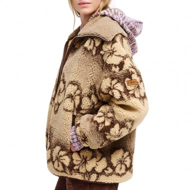 ROXY FEELS LIKE WINTER W SHERPA JACKET PEEBLE HIBI SHERPA