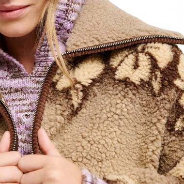 ROXY FEELS LIKE WINTER W SHERPA JACKET PEEBLE HIBI SHERPA