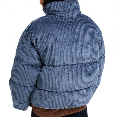 ROXY CRYSTAL FADE W CORDUROY HOODED PUFFER JACKET VNTG INDIGO