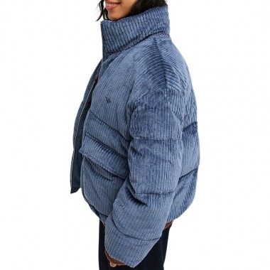 ROXY CRYSTAL FADE W CORDUROY HOODED PUFFER JACKET VNTG INDIGO