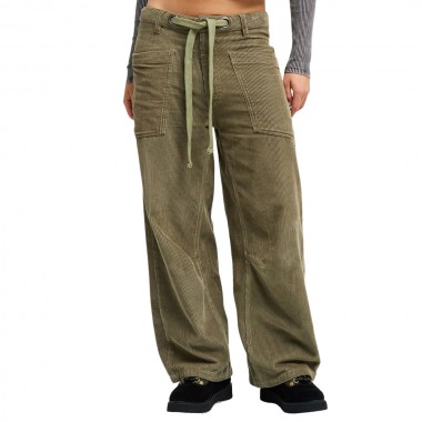 ROXY SKY IS HIGH W CORDUROY RELAXED CARGO PANTS OIL GREEN
