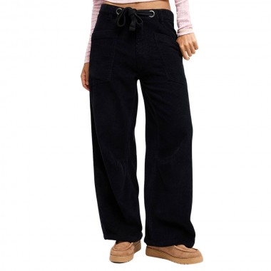 ROXY SKY IS HIGH W CORDUROY RELAXED CARGO PANTS BLACK
