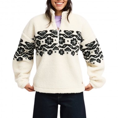 ROXY TREASURE SOUL W HALF ZIP POLAR PULLOVER COCONUT MILK