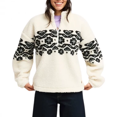ROXY TREASURE SOUL W HALF ZIP POLAR PULLOVER COCONUT MILK