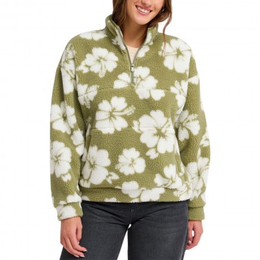 ROXY JIVE TALKING BONDED W HALF ZIP POLAR FLEECE OIL GREEN HB
