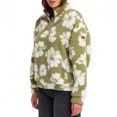 ROXY JIVE TALKING BONDED W HALF ZIP POLAR FLEECE OIL GREEN HB