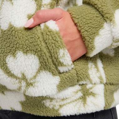 ROXY JIVE TALKING BONDED W HALF ZIP POLAR FLEECE OIL GREEN HB