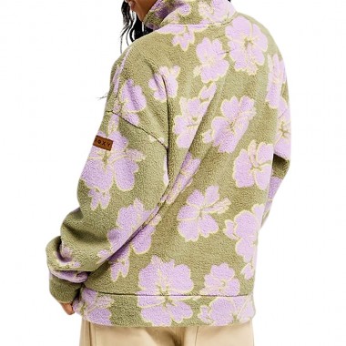 ROXY LIVE OUT LOUD W HALF ZIP REG FLEECE OIL GREEN HIPPY SHAKE