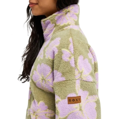 ROXY LIVE OUT LOUD W HALF ZIP REG FLEECE OIL GREEN HIPPY SHAKE