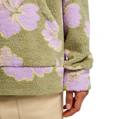 ROXY LIVE OUT LOUD W HALF ZIP REG FLEECE OIL GREEN HIPPY SHAKE
