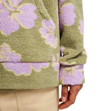 ROXY LIVE OUT LOUD W HALF ZIP REG FLEECE OIL GREEN HIPPY SHAKE