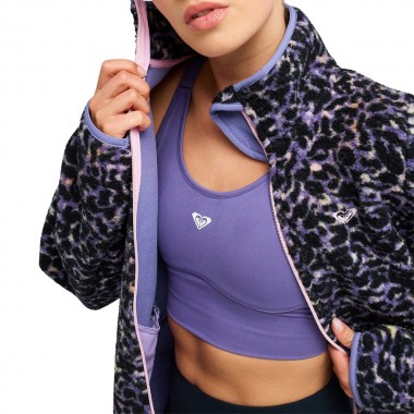 ROXY WAVES OF WARMTH W FULL ZIP SPORTS FLEECE TWILIGHT PURPLE