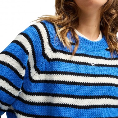 ROXY ONE IN SCHOOL W CREW NECK SWEATER COCONUT MILK REWIND STRIPE