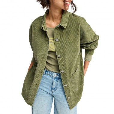 ROXY KICK BACK WASHED W OVERSIZED LS SHIRT WINTER MOSS