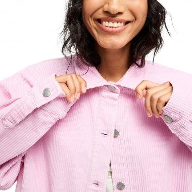 ROXY KICK BACK WASHED W OVERSIZED LS SHIRT PINK LAVENDER