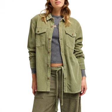 ROXY LET IT GO CORDUROY LS SHIRT OIL GREEN