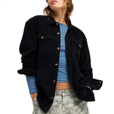 ROXY LET IT GO CORDUROY LS SHIRT BLACK