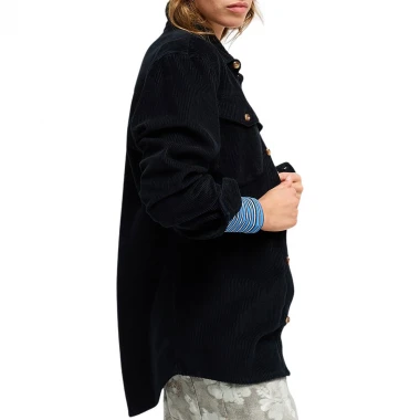 ROXY LET IT GO CORDUROY LS SHIRT BLACK