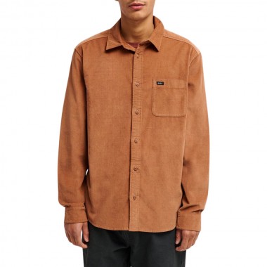 RVCA FREEMAN CORD LS SHIRT BOMBAY BROWN