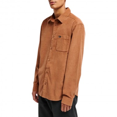 RVCA FREEMAN CORD LS SHIRT BOMBAY BROWN