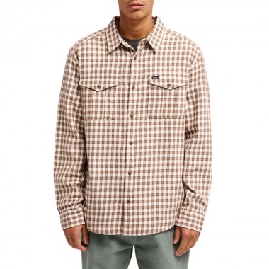 RVCA HUGUES MICRO CHECK LS SHIRT BOMBAY BROWN