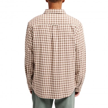 RVCA HUGUES MICRO CHECK LS SHIRT BOMBAY BROWN