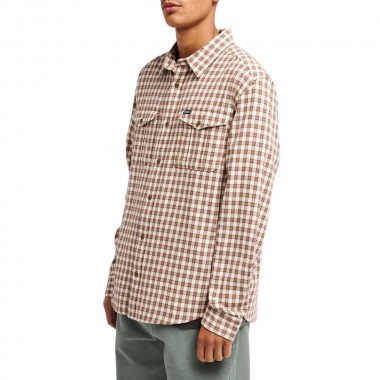 RVCA HUGUES MICRO CHECK LS SHIRT BOMBAY BROWN