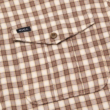 RVCA HUGUES MICRO CHECK LS SHIRT BOMBAY BROWN
