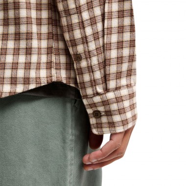 RVCA HUGUES MICRO CHECK LS SHIRT BOMBAY BROWN