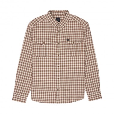 RVCA HUGUES MICRO CHECK LS SHIRT BOMBAY BROWN